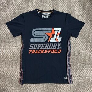 Superdry Track & Field Navy and Orange Streetwear Graphic T-Shirt
